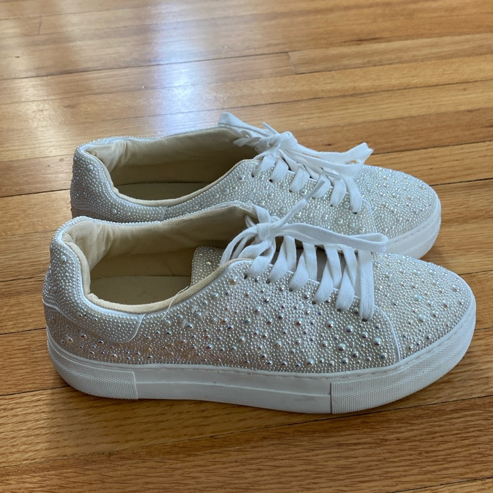 Betsy Johnson white pearl shoes.